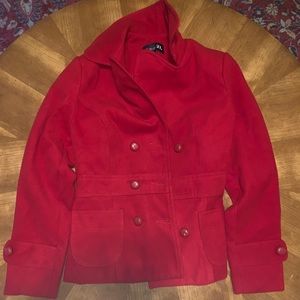 Red pea coat